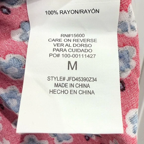 Red Floral V-Neck Midi Dress with Button Front - Picture 7 of 8